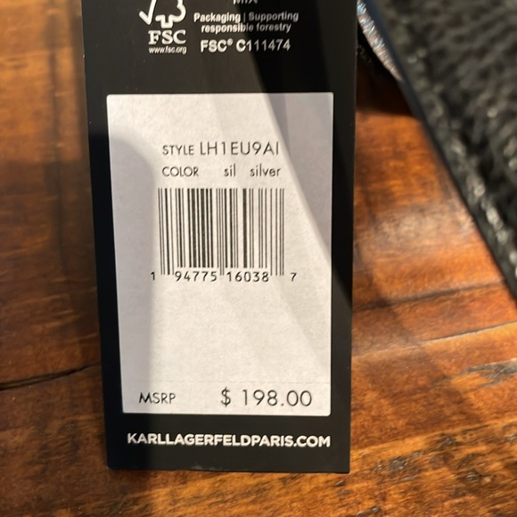 NWT Karl Lagerfeld Silver & Black Satchel/ Crossbody Bag MSRP $198 - Picture 5 of 7